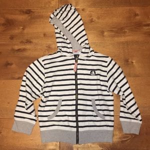 Petit Bateau Dark Navy Striped Zip Up Hoodie